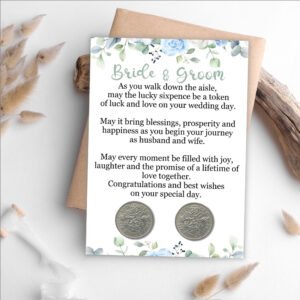 Lucky wedding sixpence for the bride and groom