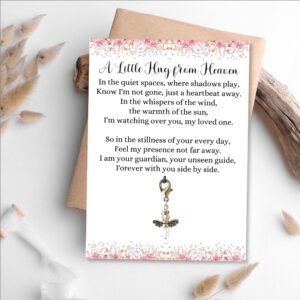 angel charm on Hug from heaven floral card