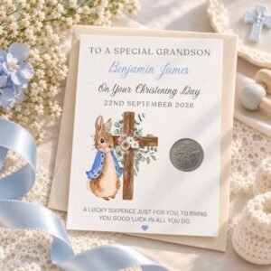 Lucky sixpence for grandson for christening